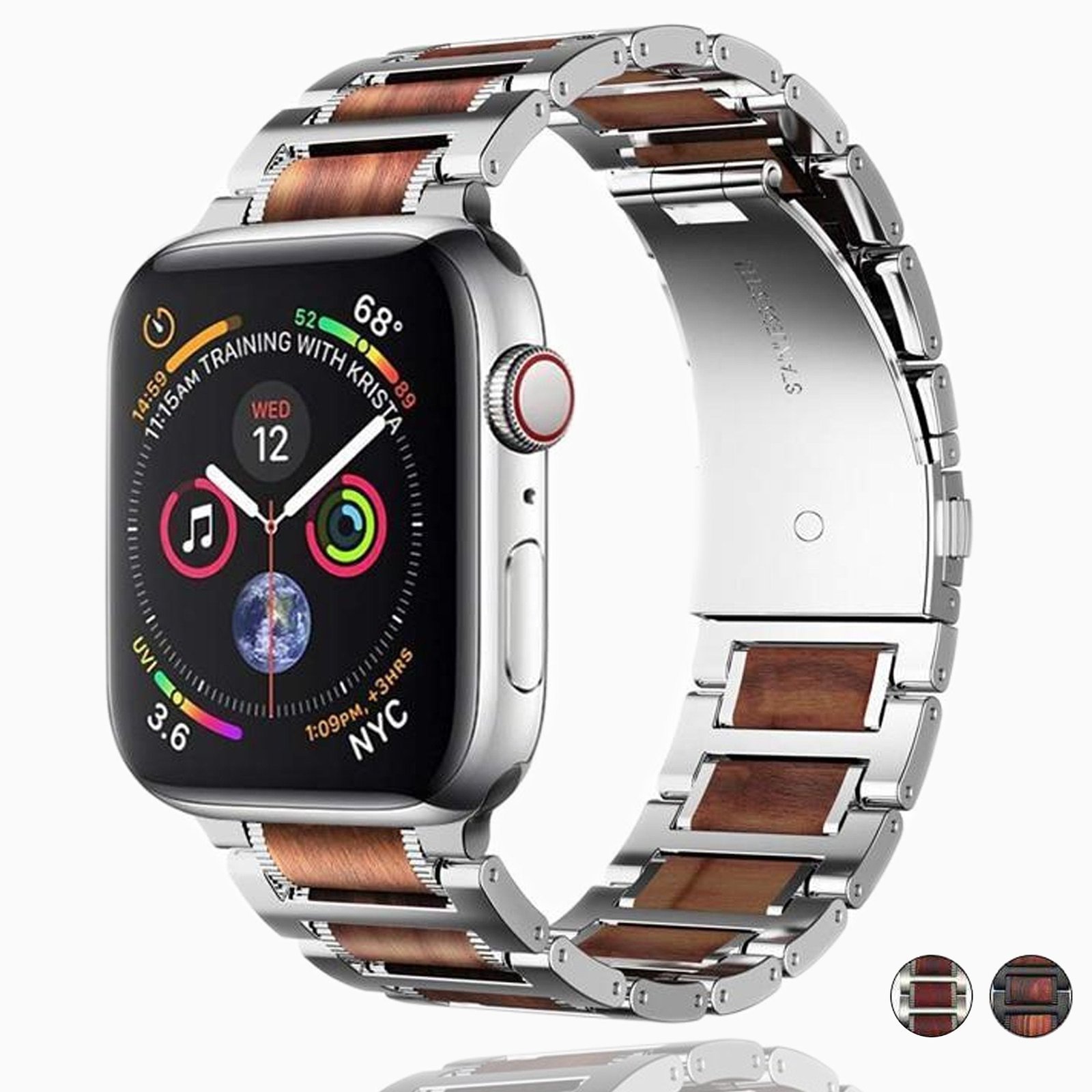 1365385838673.jpg Black A Series 8 7 Natural Wood, silver Stainless Steel Band - Image 1