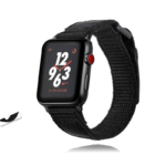 Black Leather Sport Loop Woven Nylon Breathable Wristband Series 7 6 5