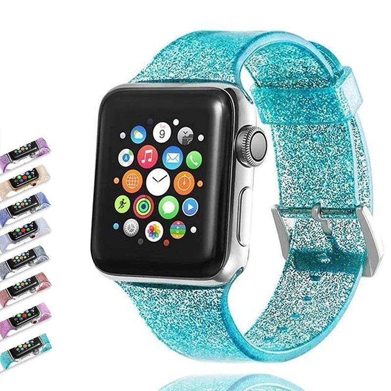 Squarecovers1-Recovered_3def88b3-e5cb-4ee4-a8b8-6285413ebe82.jpg Sport Soft glitter Silicone Strap For Series 7 6 5 Replacement Strap - Image 1